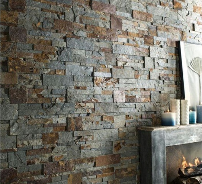 China Stacked Stone Cladding Rusty Slate Wall Panel – Multicolor, for Exterior & Interior Use