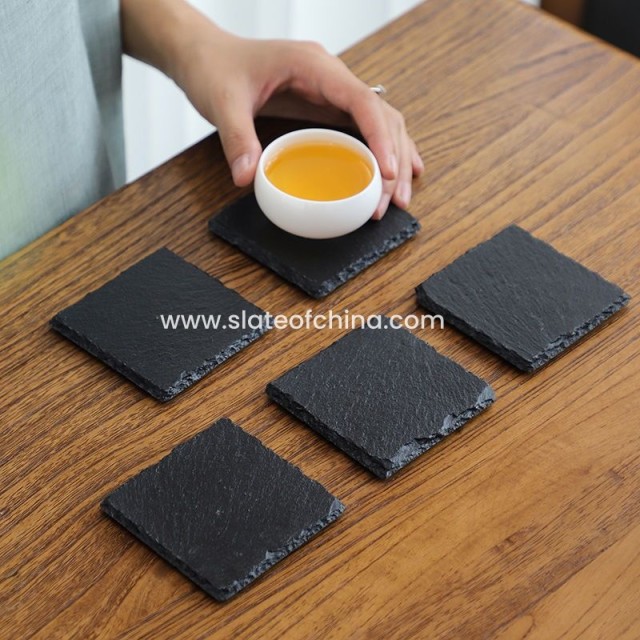 Handmade Slate Stone Coasters – Heat-Resistant, Eco-Friendly by Slateofchina