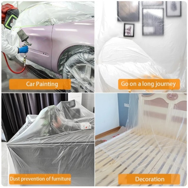 Large Masking Film for Car Painting Protection – Transparent, Customizable HDPE Sheeting