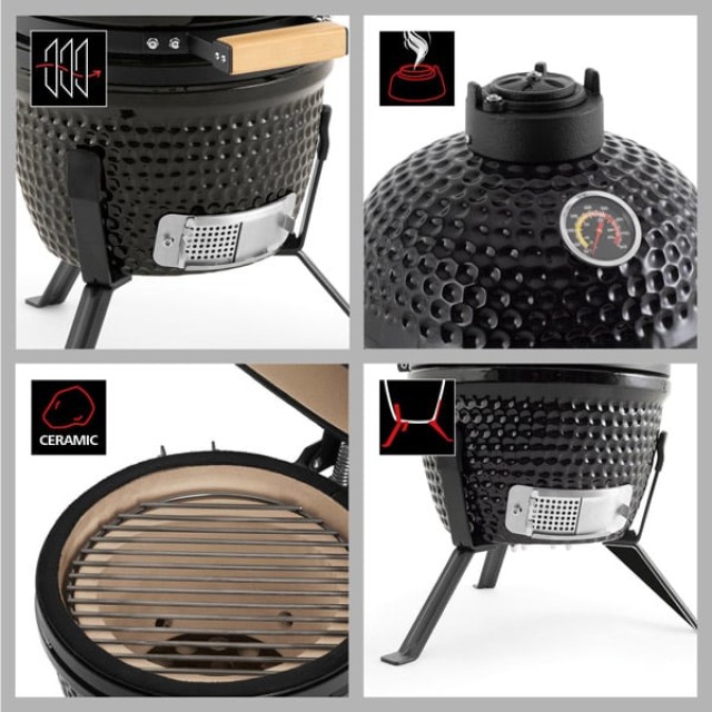 Mini Portable Ceramic Grill Kamado BBQ – Compact 13-Inch Outdoor Charcoal Smoker