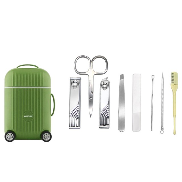 Mini Trolley Manicure Set 8pcs - Portable Nail Grooming Kit for Travel, Premium Quality