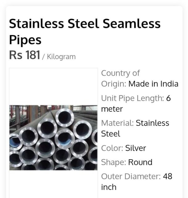 Stainless Steel Seamless Pipes Wholesale at Competitive Prices from India