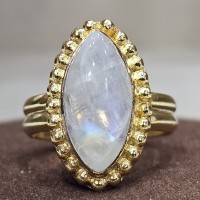 92.5 Sterling Silver Gold Plated Rainbow Moonstone Ring at Best Rates