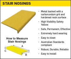 Antislip Stair Nosing - Safety Yellow, Metal-Backed Class 1 for Heavy-Duty Environments