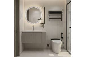 Modern Wall Mounted Bathroom Cabinet with LED Mirror - Minimalist Design