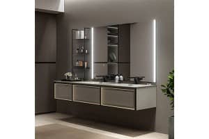 Luxury Glass Bathroom Cabinet with Smart Mirror and Sensor Lighting - Modern Design