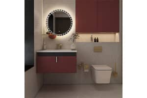 Luxury Small Wooden Wall Mounted Modern Bathroom Cabinet Vanity Table with Mirror