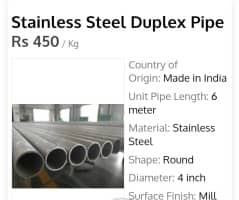 Stainless Steel Duplex Pipe - Corrosion-Resistant, Strong Pipe for Construction Applications
