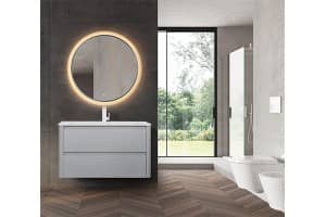 Wall Mounted Bathroom Vanity White Storage Cabinet With Sink - Adjustable Smart Mirror