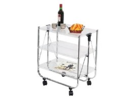Acrylic Board Three Tier Foldable Trolley for Home & Event Serving Use