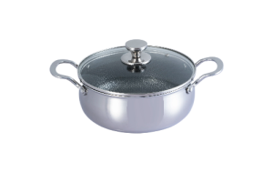 Belly Casserole with Glass Lid Mesh 24 CM - Premium Tri-Ply Stainless Steel Cookware