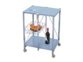 New Oval Pipe Iron Board Two Tier Foldable Trolley - Space Saving and Multi-Function Design