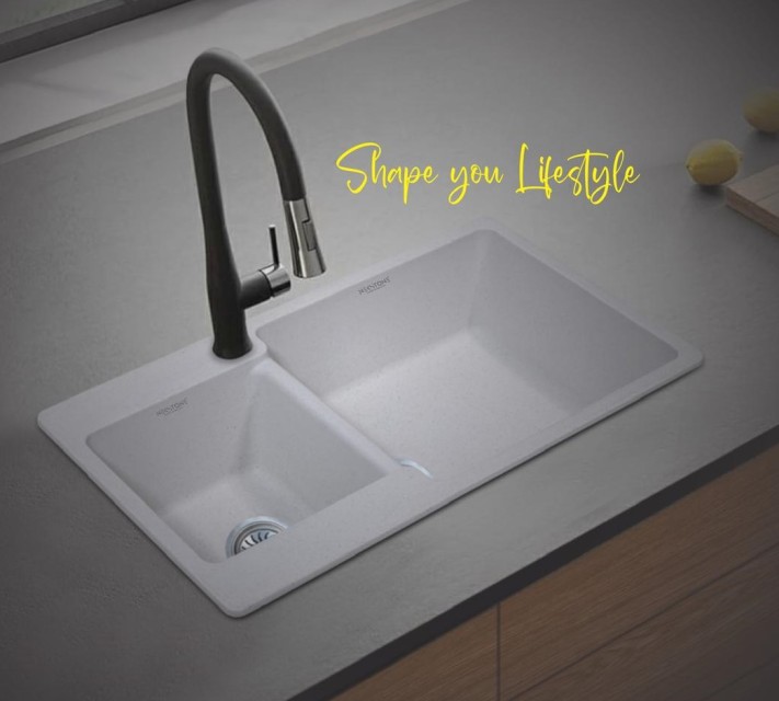 Double Bowl Quartz Kitchen Sink with Shine Lock Technology - Durable & Heat Resistant