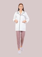 Chelsea Collar Doctor Lab Coat Navy Blue with Side Slits and Pockets