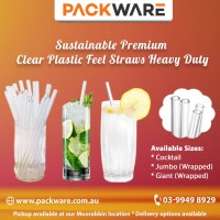 Sustainable Heavy Duty Clear Plastic Feel Straws For Cafes & Parties