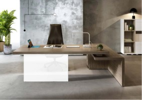EXECUTIVE OFFICE.2 Modern Executive Desk System with Melamine or Lacquered Finish