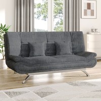 Linen Fabric 2-seat Convertible Sofa Bed With Pillows – Grey, Metal Legs, Wholesale Uk