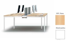 OPEN SPACE DESK for Open Offices with Metal Legs and Laminate Top
