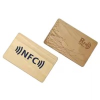 Wooden RFID Hotel Key Card 13.56MHz Customizable Membership IC Card for Access