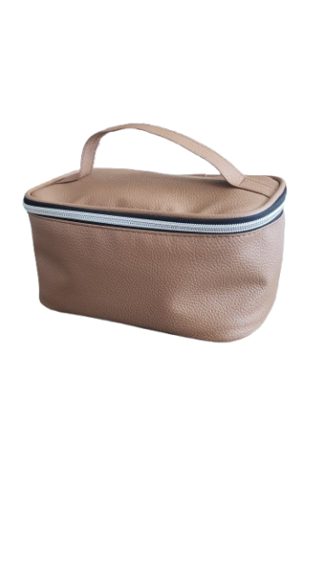 Enda Canvas Cosmetic Pouch with Vegan Trim for Travel and Daily Use