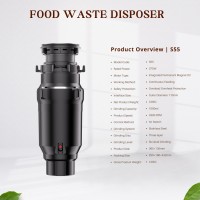 S55 375W Kitchen Sink Food Waste Disposer – Low Noise, 1100ml Capacity