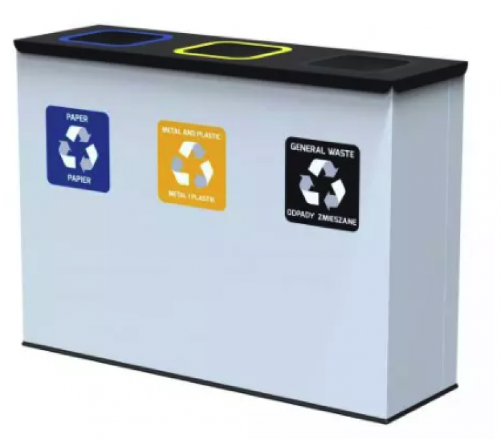 3-Compartment Bin with Antibacterial Coating 3x60L