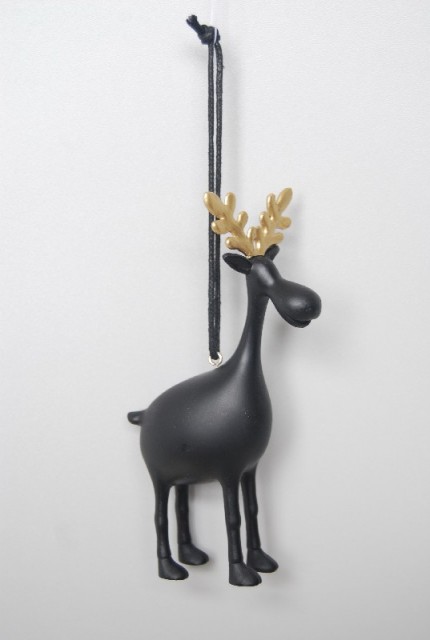 Resin deer standing ornament, black