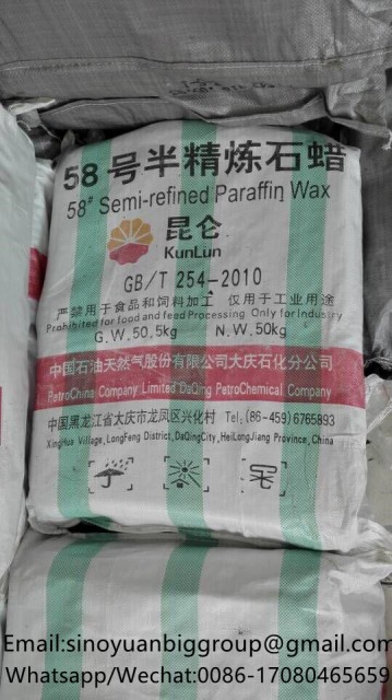 Kunlun Paraffin Wax Fully and Semi Refined 58/60/62 for Candle Making