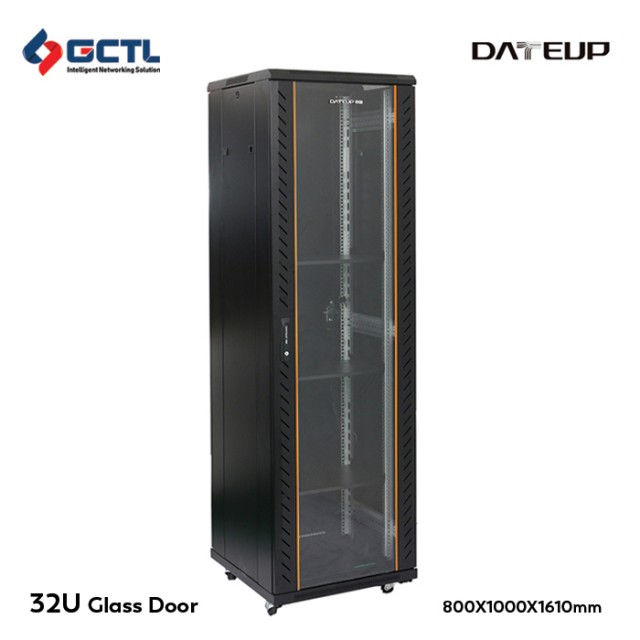 High-Tech 42U Black Glass Door Server Rack