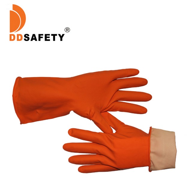 Orange Latex Cleaning Gloves