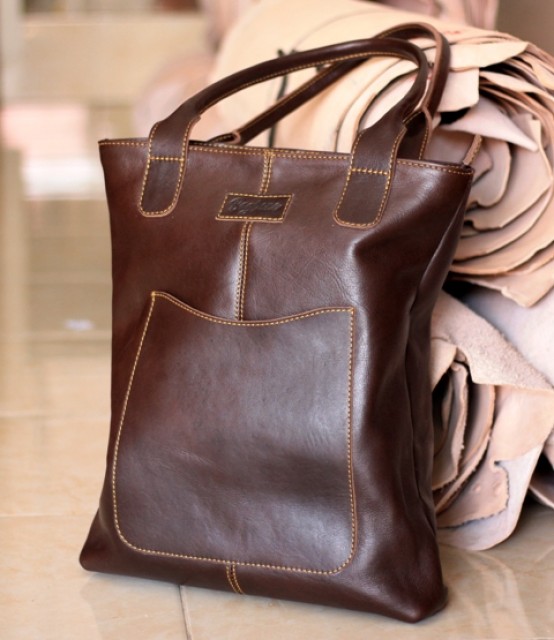 Kangaroo leather Tote bag, Leather Tote bag with zipper