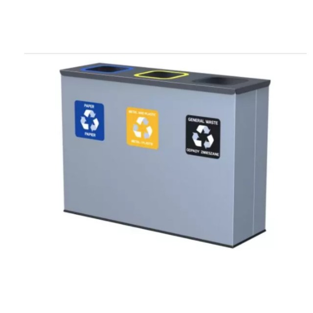 Waste bin, 3 compartment, 3x60L