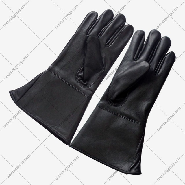 Black Leather Gauntlets - Knights Templar Style Gloves