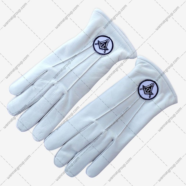 Masonic White Leather Gloves with Embroidery