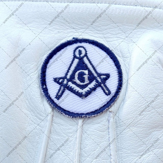 Masonic White Leather Gloves with Embroidery - Premium Freemason Gloves