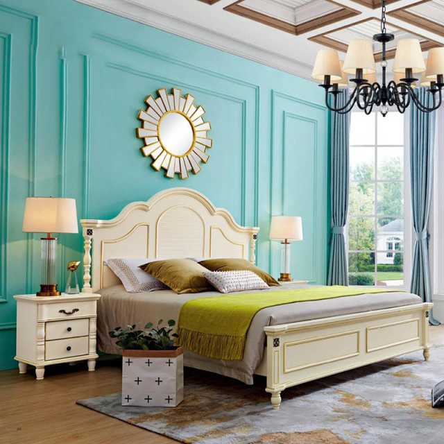 Easy Assembly Wooden Bedroom Furniture Bed with Vintage Headboard