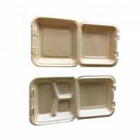 Bio-Based Foam Clamshell Box - 3 Compartment Containers for To-Go Food Packaging