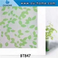 BT847 Stained green leaves glass privacy window film