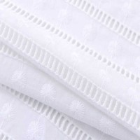 White Cotton Lace Embroidery Fabric for Bedding, Garments, and Home Textiles