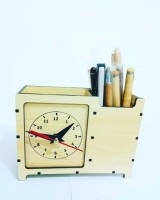 Wooden watch with pen holder