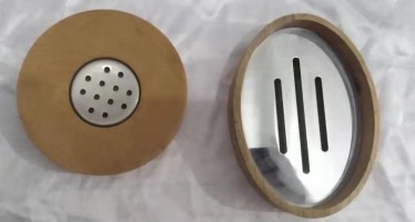 Bathroom accessories Metal with Wooden Soap Dish