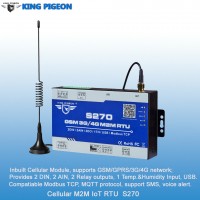 S270 Cellular M2M IoT RTU (2DIN,2AIN/PT100,2Relay,1TH,USB)