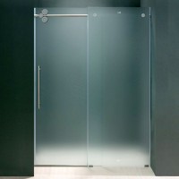 Frameless commercial hotel shower frosted glass partition bathroom gla