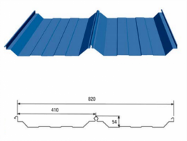 820 Bite Type Roof Panel Corrugated Steel Roofing Sheets