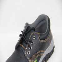 Cow leather safety shoes steel toe rubber PU outsole