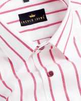 BRIGHT WHITE WITH RED STRIPED PREMIUM COTTON SHIRT