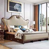 Easy Assembly Wooden Bedroom Furniture Bed with Vintage Headboard