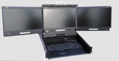 Rackmount Monitor 17.3 Inch Triple LCD Display Console Drawer