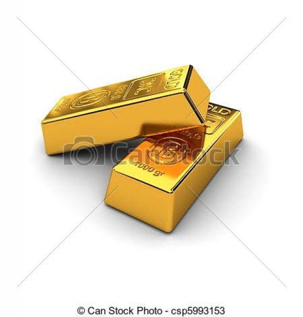 Gold Bars and Gemstones