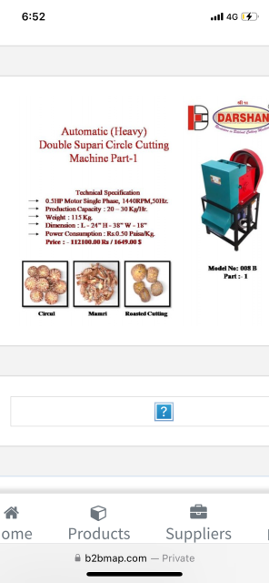 Buy Requirement - Automatic (Heavy) Double Supari Circle Cutting